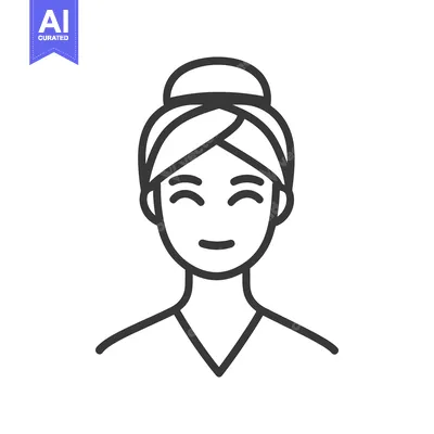 Premium design asset: A simplified illustration of a woman with a towel on her head