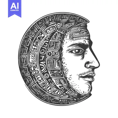 Aset desain premium: Half Face Profile with Intricate Geometric Design