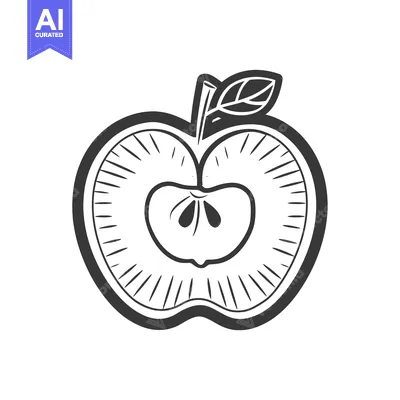 Aset desain premium: Half of an Apple with a Leaf on Top