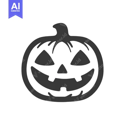 Aset desain premium: Simple illustration of a stylized happy grinning jack o lantern
