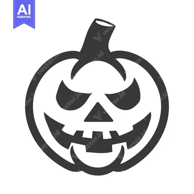 Aset desain premium: A grinning pumpkin with a scary and menacing face