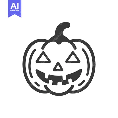 Premium design asset: A simple monochrome illustration of a carved pumpkin for Halloween