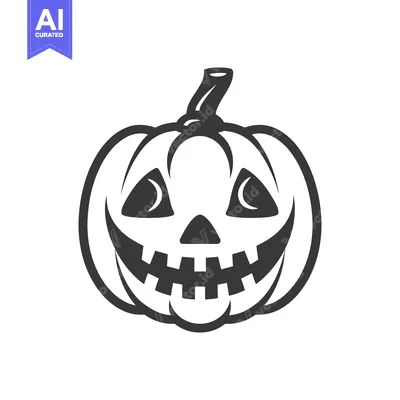 Aset premium populer: A stylized smiling carved pumpkin icon for spooky halloween celebratio
