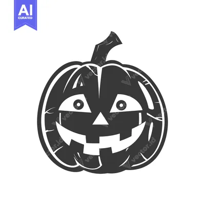 Premium design asset: A simple stylized illustration depicting a happy halloween pumpkin