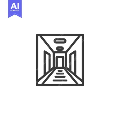 Aset premium populer: Minimalist Hallway Icon: Linear Perspective, Architectural Design, Int