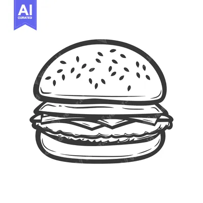 Aset premium populer: A Delicious Burger Illustration Featuring Layers And Sesame Seeds