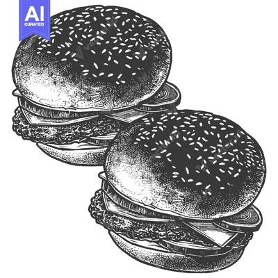 Two Delicious Sesame Seed Burgers Ready To Eat