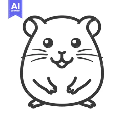 Aset desain premium: A cute cartoon illustration of a happy small hamster