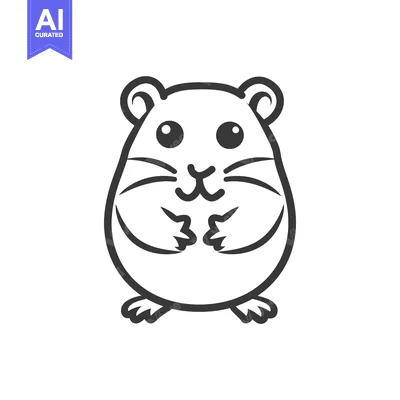 Aset premium populer: Simple black and white line drawing of a small rodent animal