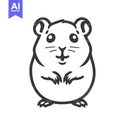 Aset desain premium: A simple monochrome illustration of a cute friendly rodent