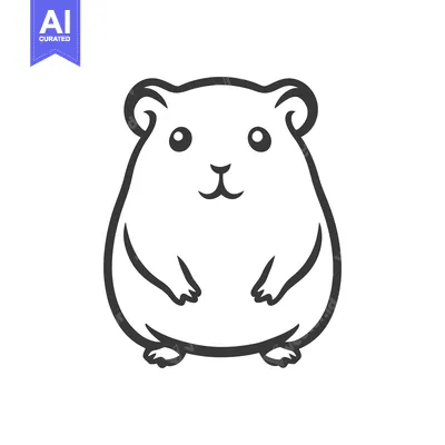 Popular premium asset: A simple black and white illustration of a cute small rodent