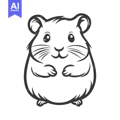 Popular premium asset: A Simple Line Drawing Depicting a Cute Smiling Hamster