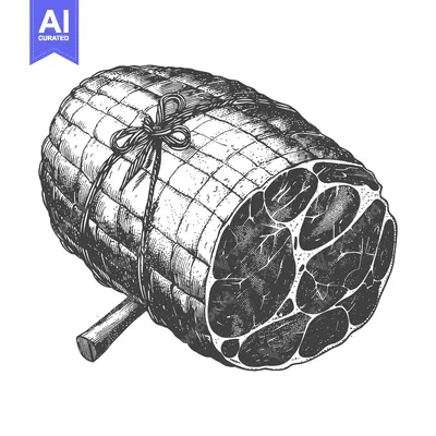 Popular premium asset: A detailed illustration of a tied meat roast