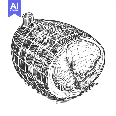 Popular premium asset: A Detailed Drawing Of A Rolled Roast Of Meat