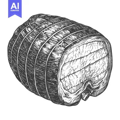 Aset desain premium: A detailed illustration of a roasted beef joint
