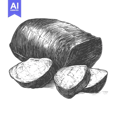 Aset premium populer: A whole roast and sliced pieces of meat