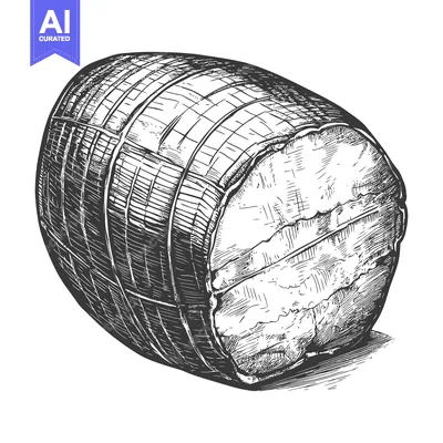 Aset desain premium: A Hand Drawn Illustration Of A Wooden Barrel