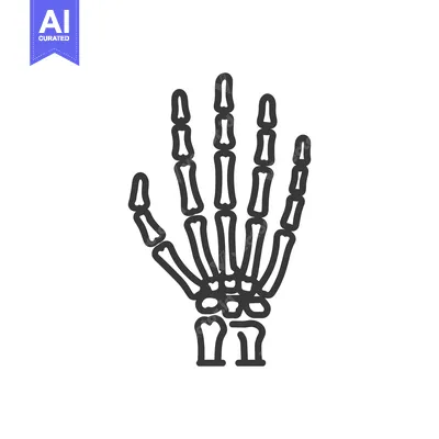 Aset desain premium: Anatomical Hand Skeleton Outline: Medical Illustration, Bone Structure