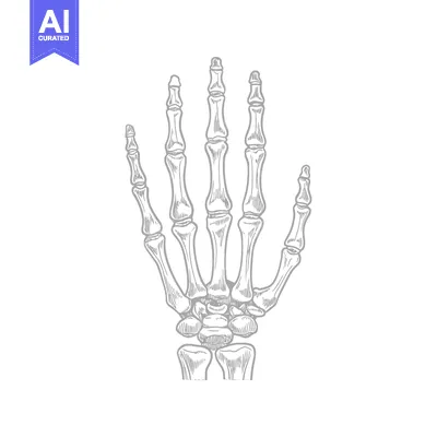 Premium design asset: Anatomical Hand Skeleton Illustration: Detailed Bone Structure in Gray