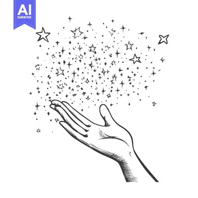 Hand Catching Falling Stars and Sparkle Dust
