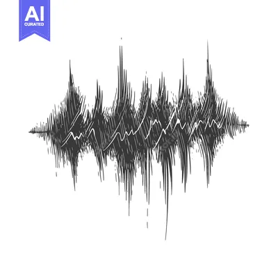 Popular premium asset: Hand-drawn abstract black and white sound wave