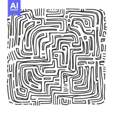 Premium design asset: Hand-drawn Abstract Geometric Pattern with Intertwined Lines