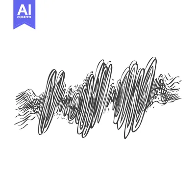 Aset desain premium: Hand-drawn abstract graphic of curved lines and circles