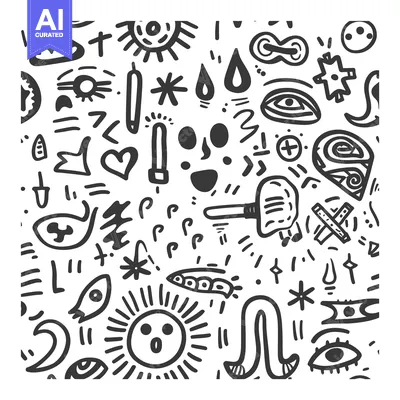 Popular premium asset: Hand-drawn Black and White Abstract Doodle Pattern