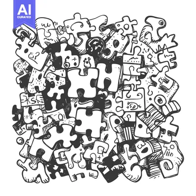 Popular premium asset: Hand-Drawn Black and White Abstract Puzzle Illustration