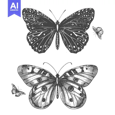 Popular premium asset: Hand-Drawn Black and White Butterfly Illustrations