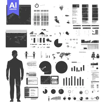 Hand-Drawn Black and White Data Visualization Charts and Graphs