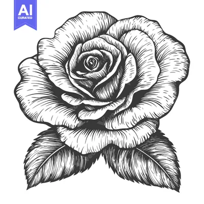 Popular premium asset: Hand-drawn Black and White Detailed Illustration of a Single Rose