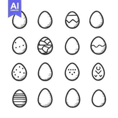 Popular premium asset: Hand-drawn Black and White Easter Eggs with Various Designs