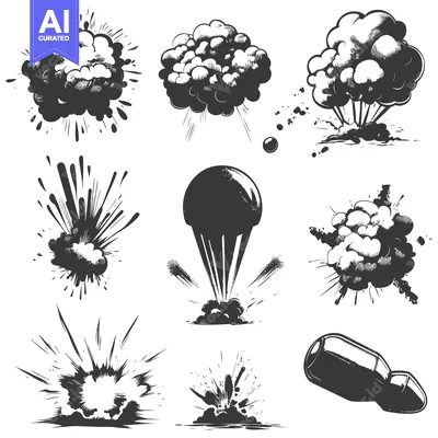 Aset premium populer: Hand-drawn Black and White Explosion Illustrations