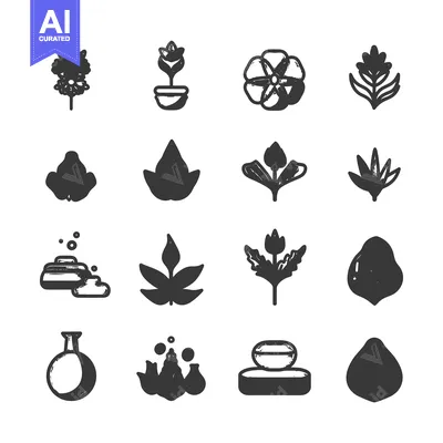 Aset premium populer: Hand-Drawn Black and White Floral Icons