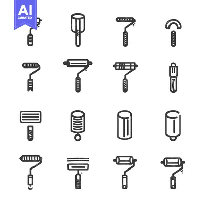 Popular premium asset: Hand-Drawn Black and White Icons of Paint Rollers