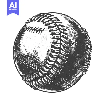 Popular premium asset: Hand-drawn black and white illustration of a baseball