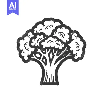Popular premium asset: Hand-drawn Black and White Illustration of a Broccoli Floret