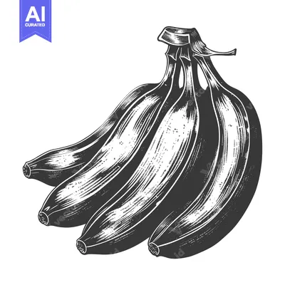 Premium design asset: Hand-drawn Black and White Illustration of a Bunch of Bananas