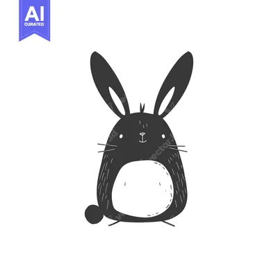 Aset premium populer: Hand-Drawn Black and White Illustration of a Cartoon Bunny