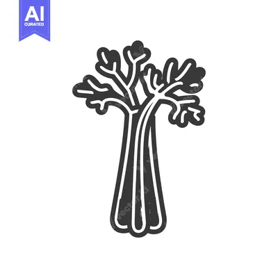 Aset premium populer: Hand-drawn black and white illustration of a celery stalk