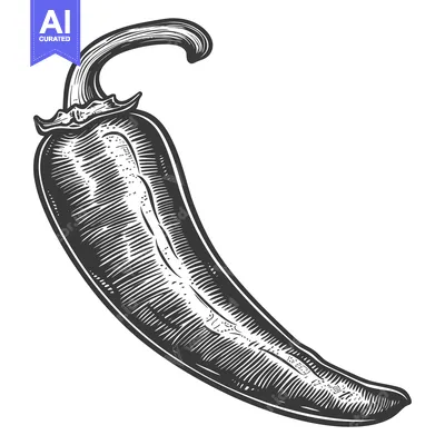 Aset premium populer: Hand-Drawn Black and White Illustration of a Chili Pepper