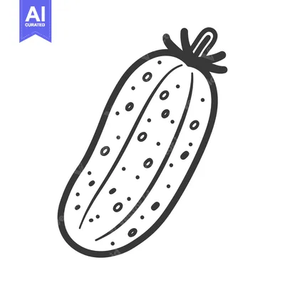Popular premium asset: Hand-Drawn Black and White Illustration of a Cucumber