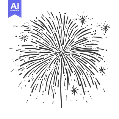 Aset premium populer: Hand-Drawn Black and White Illustration of a Fireworks Explosion