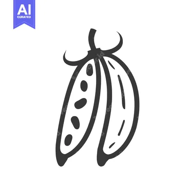 Aset desain premium: Hand-Drawn Black and White Illustration of a Pea Pod