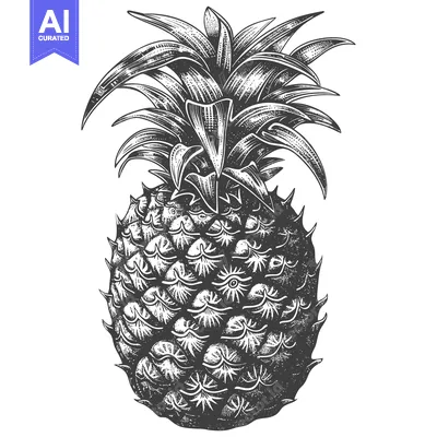 Popular premium asset: Hand-Drawn Black and White Illustration of a Pineapple
