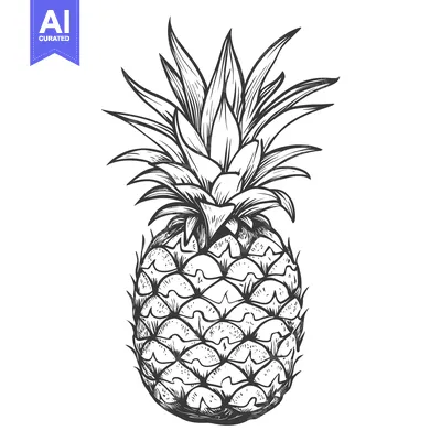 Popular premium asset: Hand-Drawn Black and White Illustration of a Pineapple