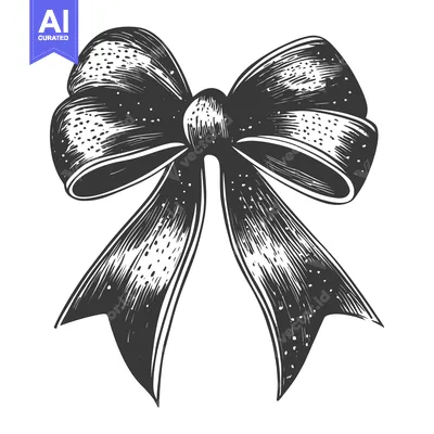 Aset premium populer: Hand-Drawn Black and White Illustration of a Ribbon Bow