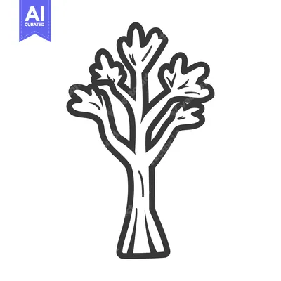 Aset premium populer: Hand-drawn black and white illustration of a stylized tree
