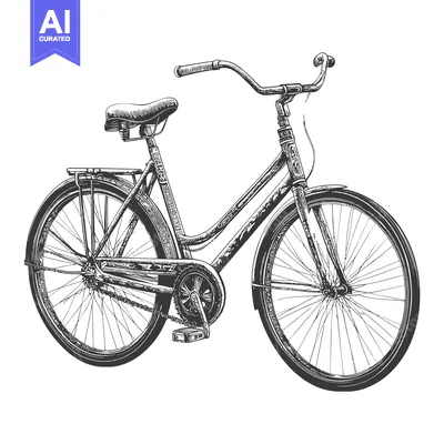 Aset desain premium: Hand-Drawn Black and White Illustration of a Vintage Bicycle